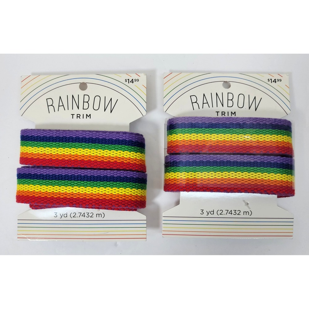 2-pk 3yds Each Rainbow Stripe Trim 100% Polyester 6 Yards Total 1"Wide